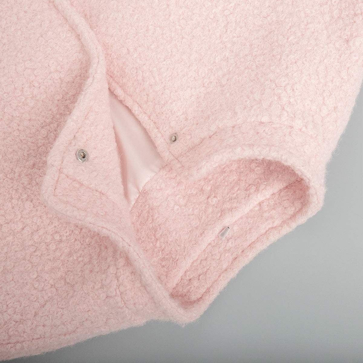 Double Take Plush Mock Neck Snap Down Jacket with Pockets - Trendsi - Flyclothing LLC