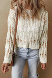 Cutout Round Neck Long Sleeve Knit Cover Up - Trendsi - Flyclothing LLC
