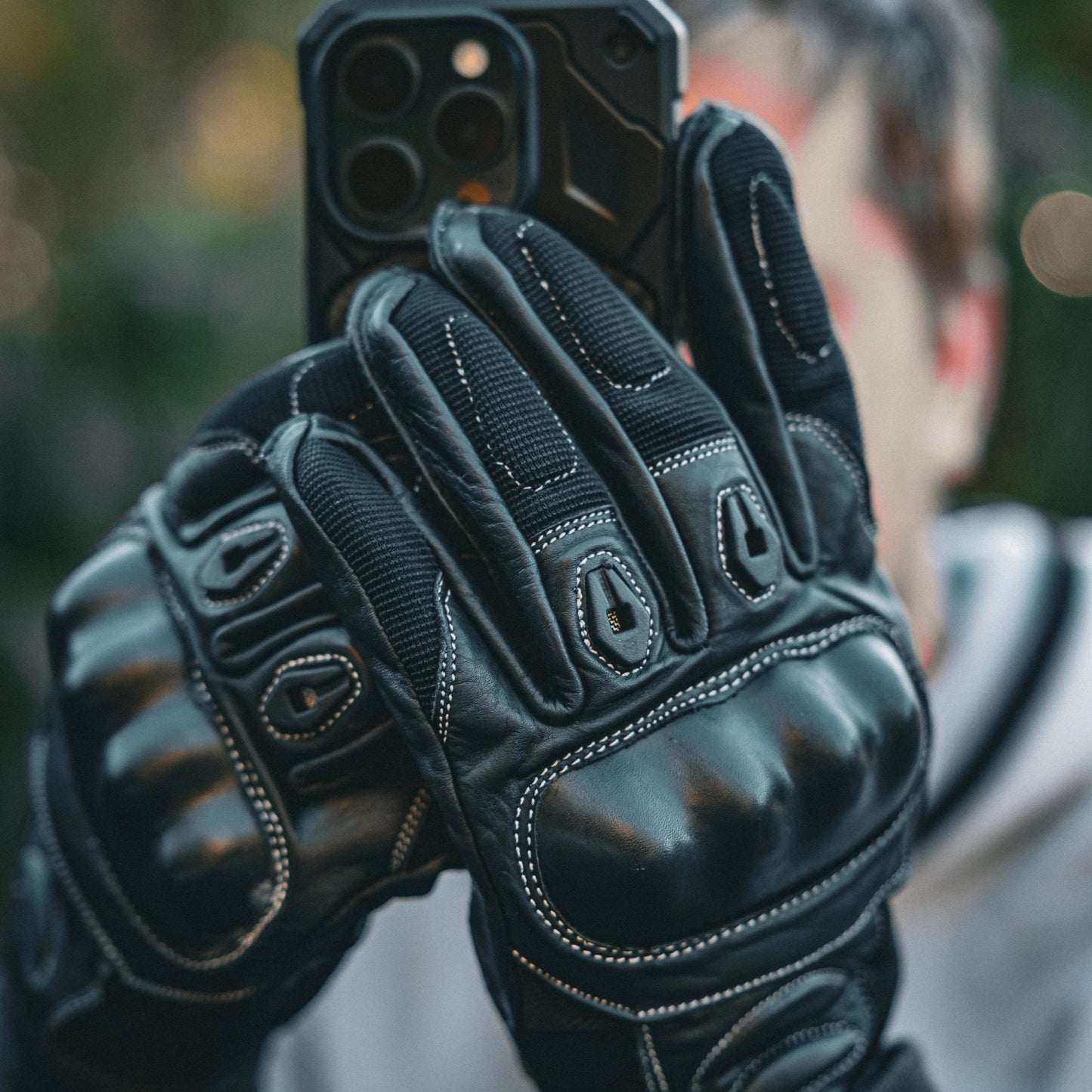 Mens Full Finger Gloves with Knuckle Armor - Unik Just for Bikers - Flyclothing LLC