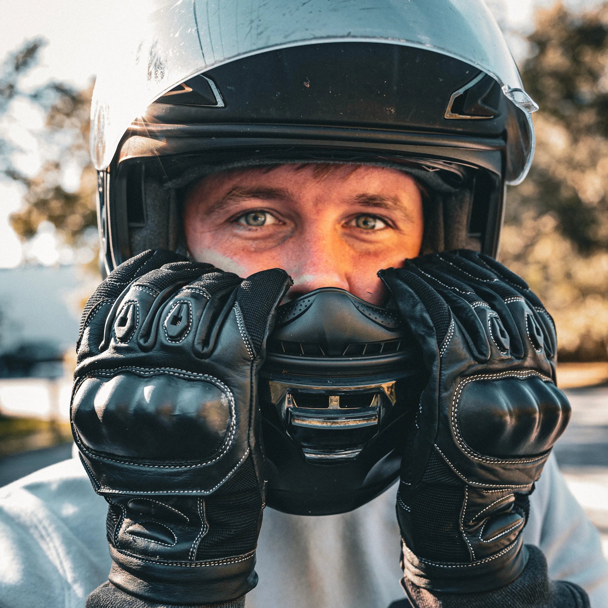 Mens Full Finger Gloves with Knuckle Armor - Unik Just for Bikers - Flyclothing LLC