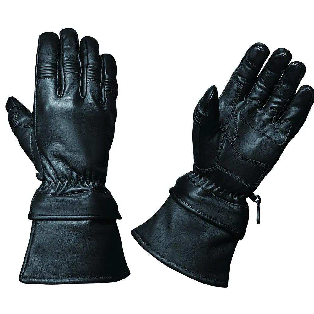 Mens Gauntlet Leather Gloves - Unik Just for Bikers - Flyclothing LLC