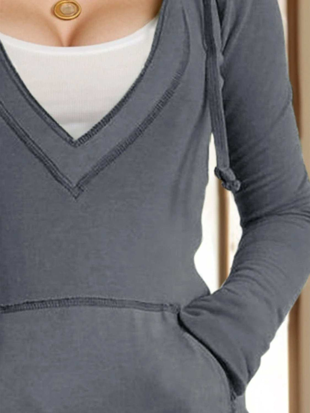 Drawstring Pocketed Long Sleeve Hoodie - Trendsi - Flyclothing LLC