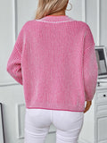 Striped V-Neck Long Sleeve Sweater - Trendsi