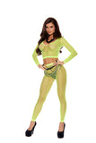 Elegant Memories Chartreuse Long Sleeve/Diamond Net Top & 82489