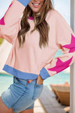 Star Contrast Round Neck Long Sleeve Sweatshirt - Trendsi - Flyclothing LLC