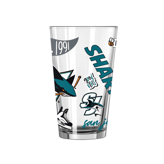 San Jose Sharks 16oz Native Pint Glass - Logo Brands - Flyclothing LLC