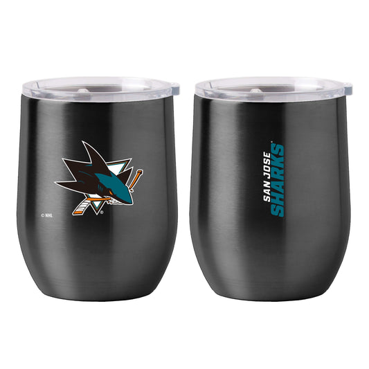 San Jose Sharks 16oz Gameday Stainless Curved Beverage - Logo Brands - Flyclothing LLC