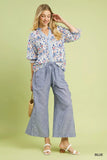 Umgee Linen Blend Striped Wide Leg Pants - Trendsi - Flyclothing LLC