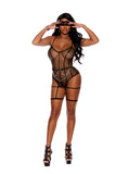 Elegant Memories Black Crotchless Teddy And Eye Mask 82517