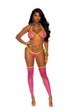 Elegant Memories Neon Pink Bra, G-String And Leg Guards 82531