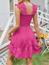 Smocked Square Neck Wide Strap Dress - Trendsi - Flyclothing LLC