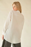 Davi & Dani Crinkled Jacquard Button Down Shirt - Trendsi