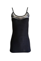 EGI Exclusive Collections Merino Wool Blend Sleeveless Cami with Tulle Trim. Proudly Made in Italy.(8258)