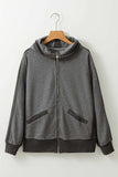 Waffle-Knit Pocketed Zip Up Hooded Jacket - Trendsi - Flyclothing LLC