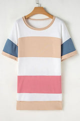 Color Block Patchwork Side Split Tunic T Shirt - Trendsi - Flyclothing LLC