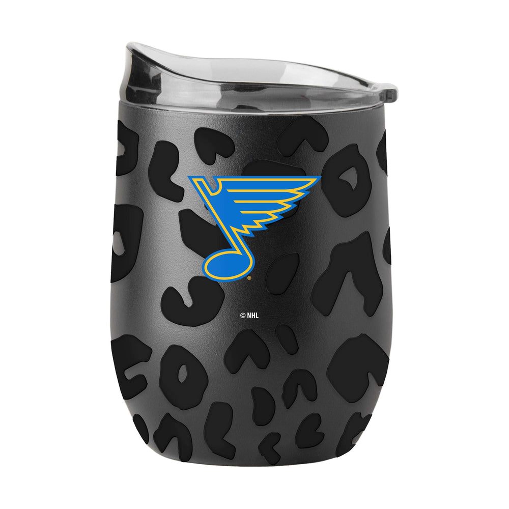 St. Louis Blues Leopard 16oz Black Powdercoat Curved Beverage - Logo Brands - Flyclothing LLC