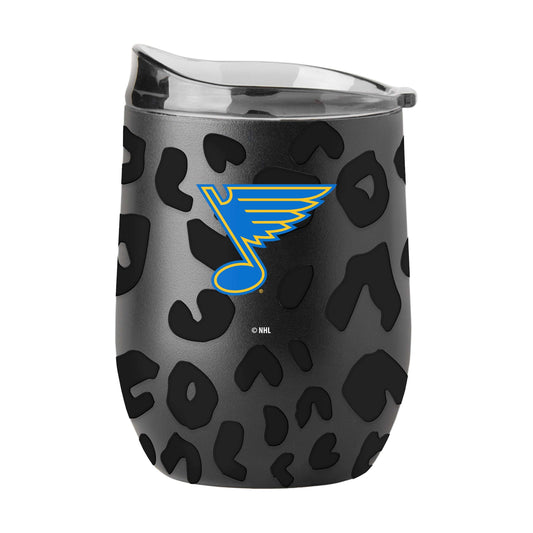 St. Louis Blues Leopard 16oz Black Powdercoat Curved Beverage - Logo Brands - Flyclothing LLC