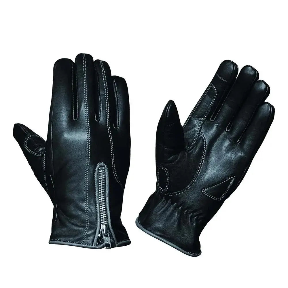 Ladies Full Finger Gloves with Gray Stitching - Unik Just for Bikers - Flyclothing LLC