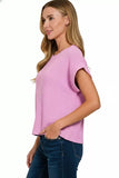 Zenana Short Sleeve Crew Neck Sweater - Trendsi - Flyclothing LLC