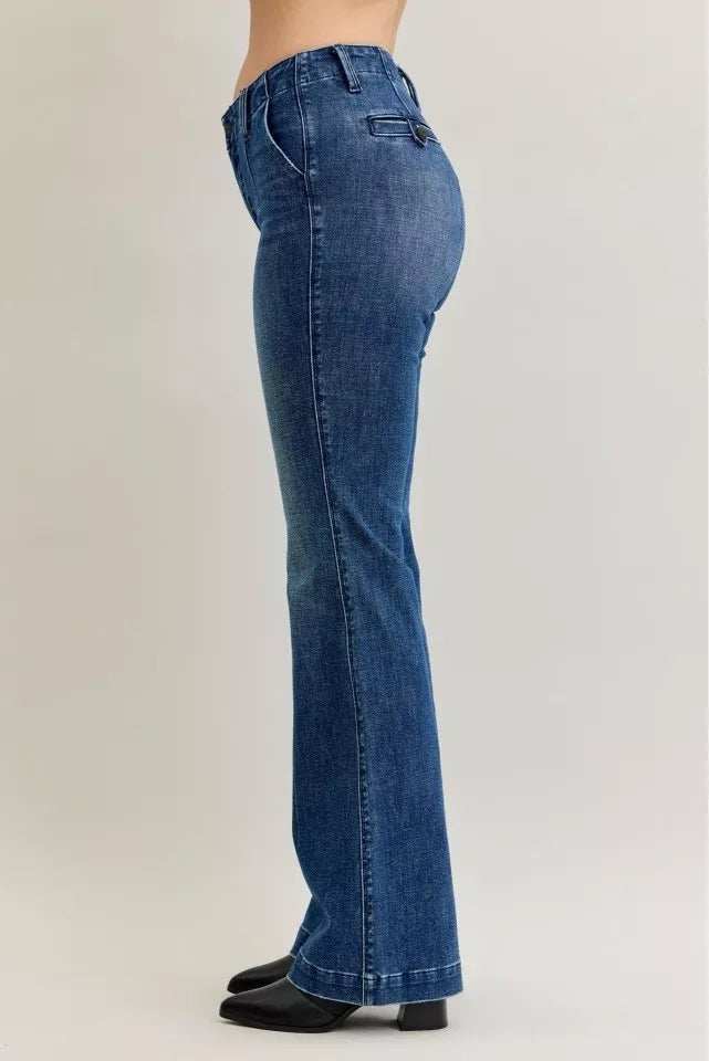 Judy Blue Full Size Mid Rise Bootcut Jeans with Welt Pockets Plus Size - Trendsi - Flyclothing LLC