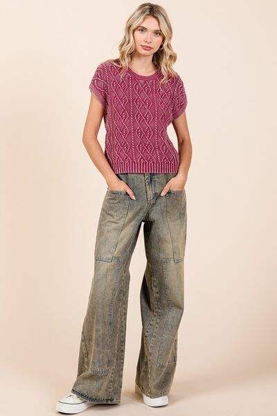 Mittoshop Washed Wide Leg Jeans with Pockets - Trendsi - Flyclothing LLC
