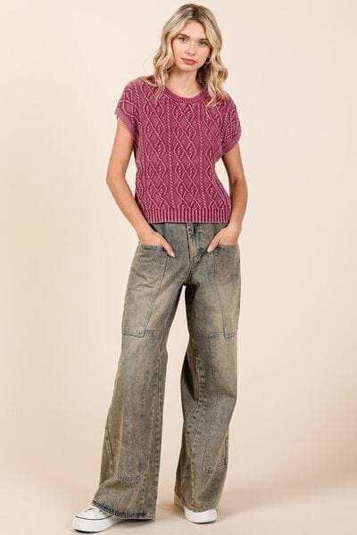 Mittoshop Washed Wide Leg Jeans with Pockets - Trendsi - Flyclothing LLC