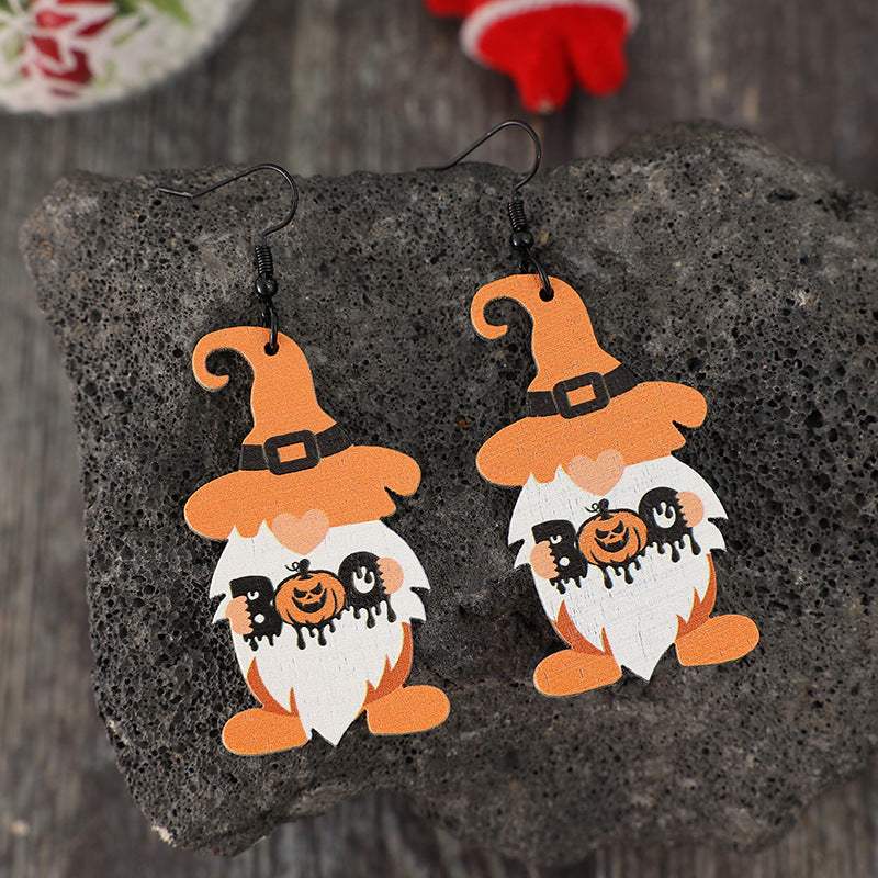 Wooden Dwarfs Pumpkin Dangle Earrings - Trendsi - Flyclothing LLC