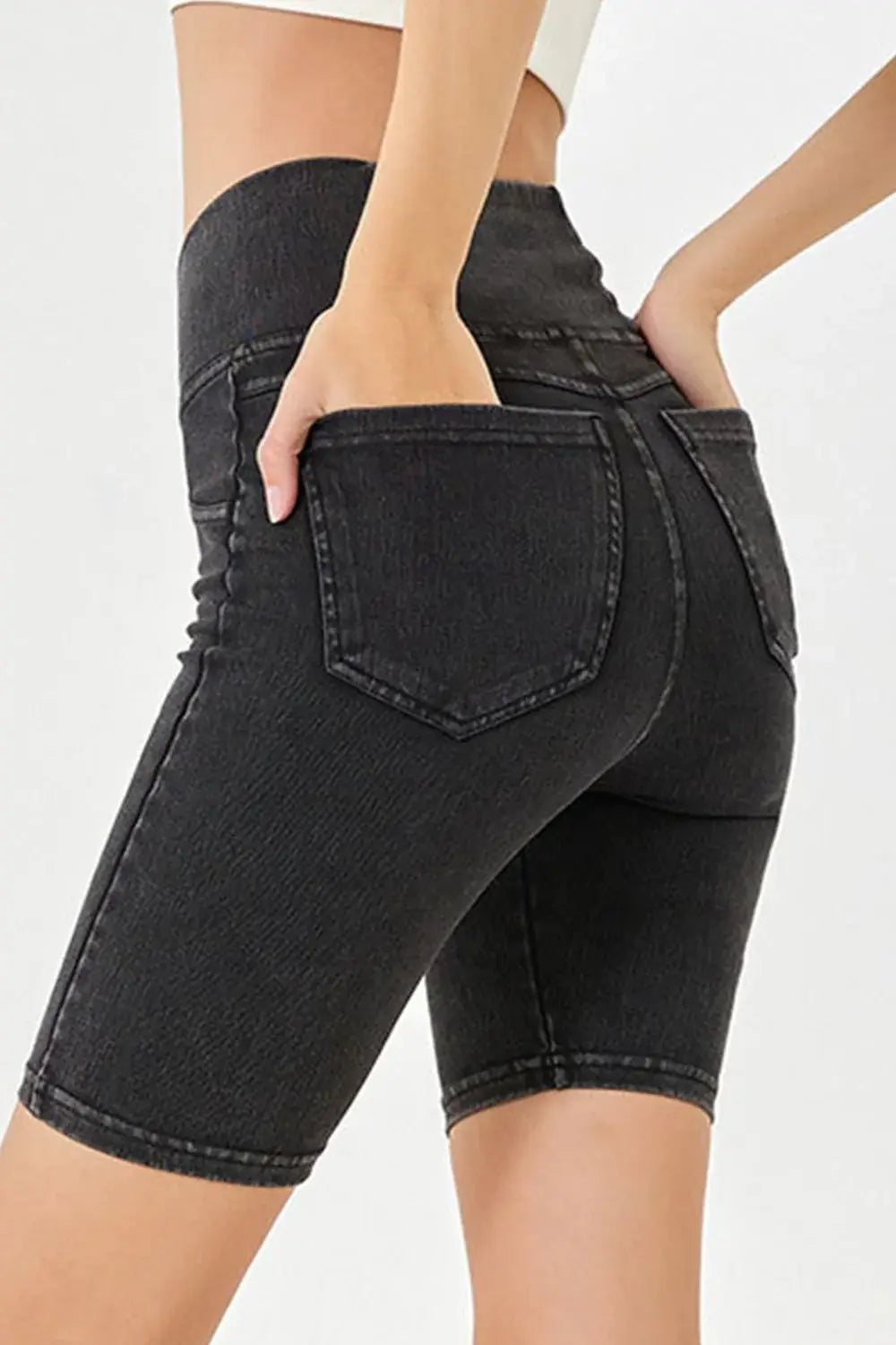 Basic Bae Asymmetrical Waist Denim Shorts with Pockets - ShopBasicbae - Flyclothing LLC
