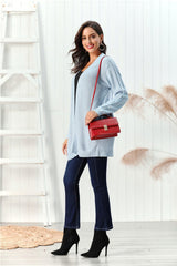 Cable-Knit Open Front Long Sleeve Cardigan - Trendsi