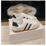 Striped Lace Up Casual Sneakers - Trendsi - Flyclothing LLC