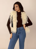 Tied Fringe Contrast Vest - Trendsi