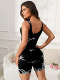 Tie-Dye Wide Strap Active Romper - Trendsi - Flyclothing LLC