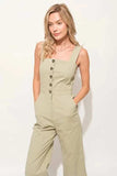 And The Why Square Neck Button Down Cropped Wide Leg Jumpsuit - Trendsi - Flyclothing LLC