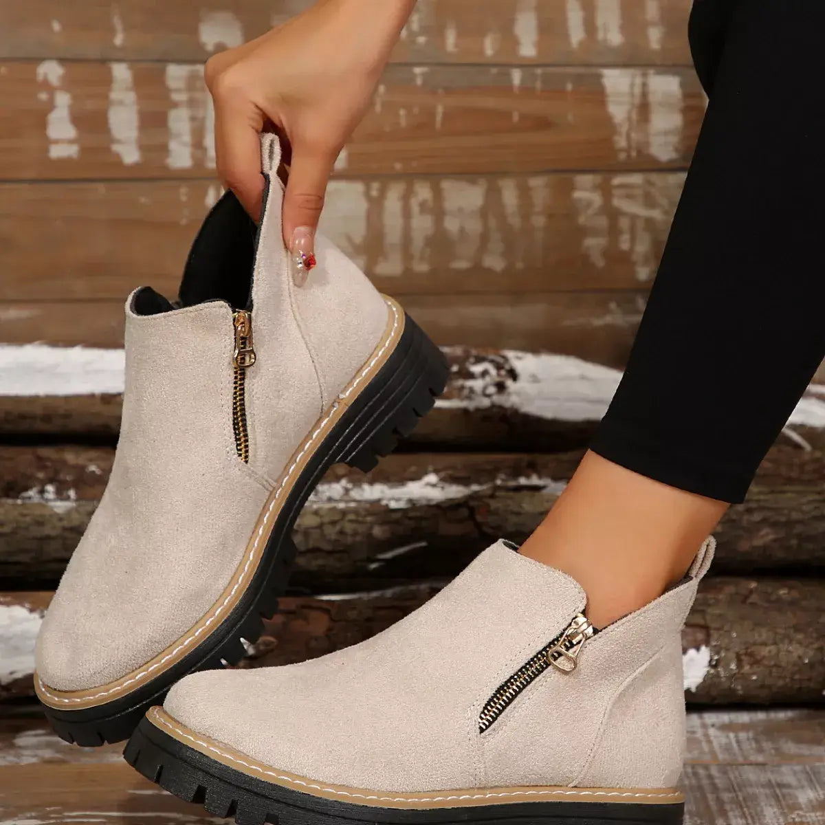 Side Zip Ankle Boots - Trendsi - Flyclothing LLC