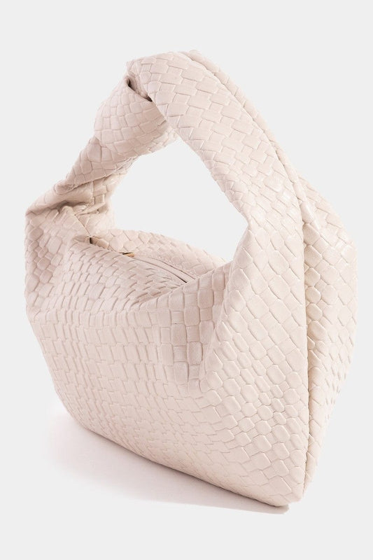 Fame Weave Pattern Knotted Handle Handbag - Trendsi