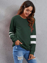 Full Size Striped Round Neck Long Sleeve T-Shirt - Trendsi - Flyclothing LLC