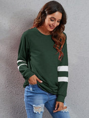 Full Size Striped Round Neck Long Sleeve T-Shirt - Trendsi