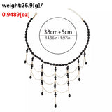Beaded Choker Necklace with Draping Chains - Trendsi - Flyclothing LLC