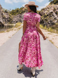 Floral V-Neck Slit Dress - Trendsi - Flyclothing LLC