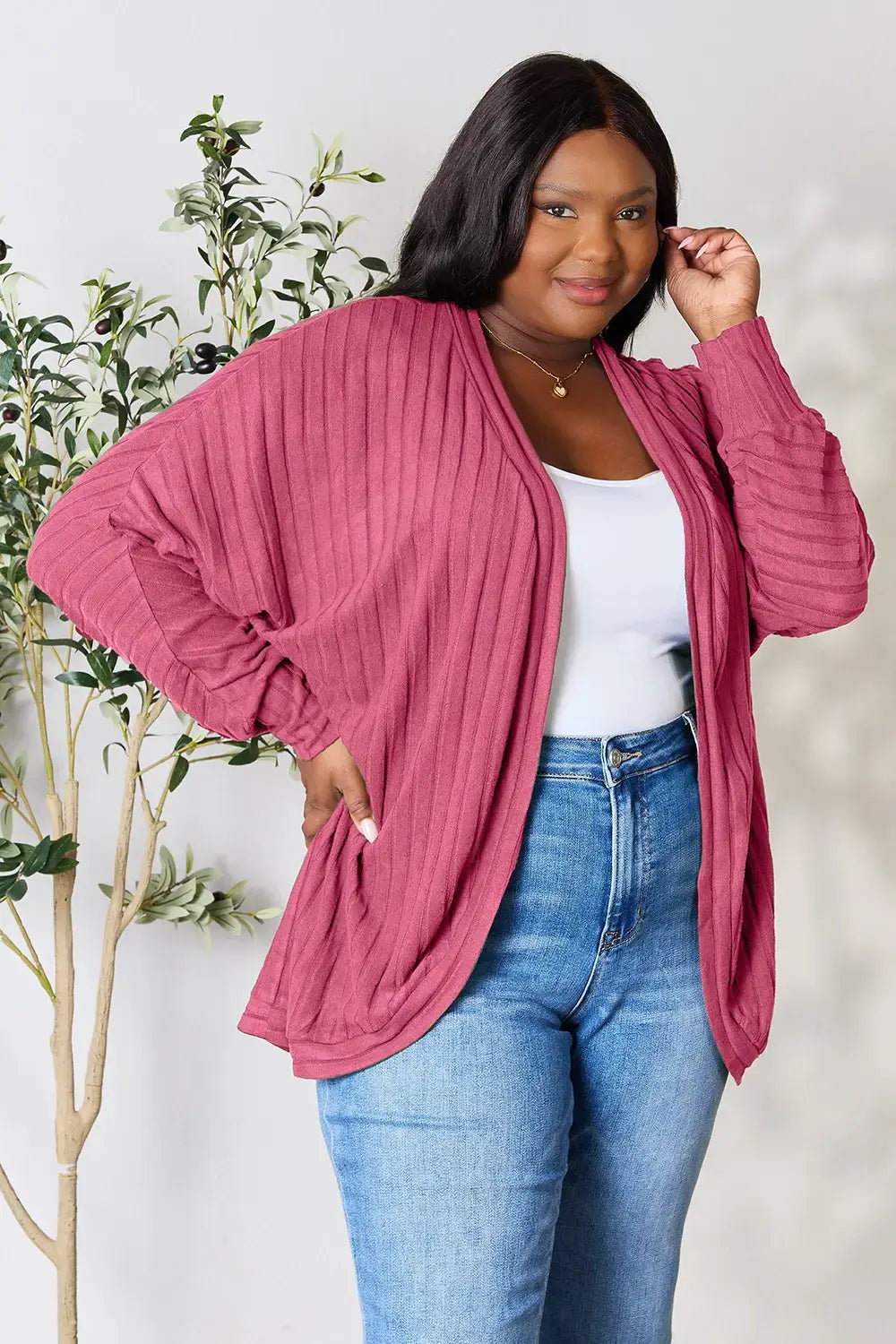 Basic Bae Full Size Ribbed Cocoon Cardigan - ShopBasicbae - Flyclothing LLC