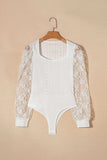 Eyelet Lace Long Sleeve Bodysuit - Trendsi - Flyclothing LLC