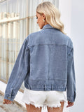 Studded Long Sleeve Denim Jacket - Trendsi