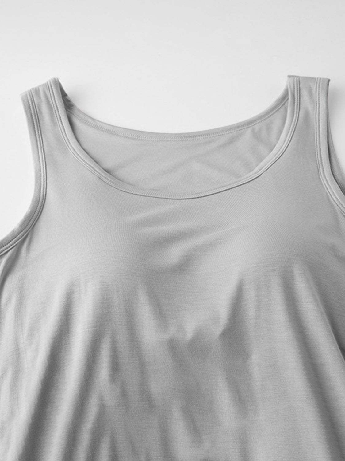 Round Neck Wide Strap Mini Tank Dress with Bra - Trendsi - Flyclothing LLC