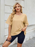Round Neck Short Sleeve T-Shirt - Trendsi - Flyclothing LLC