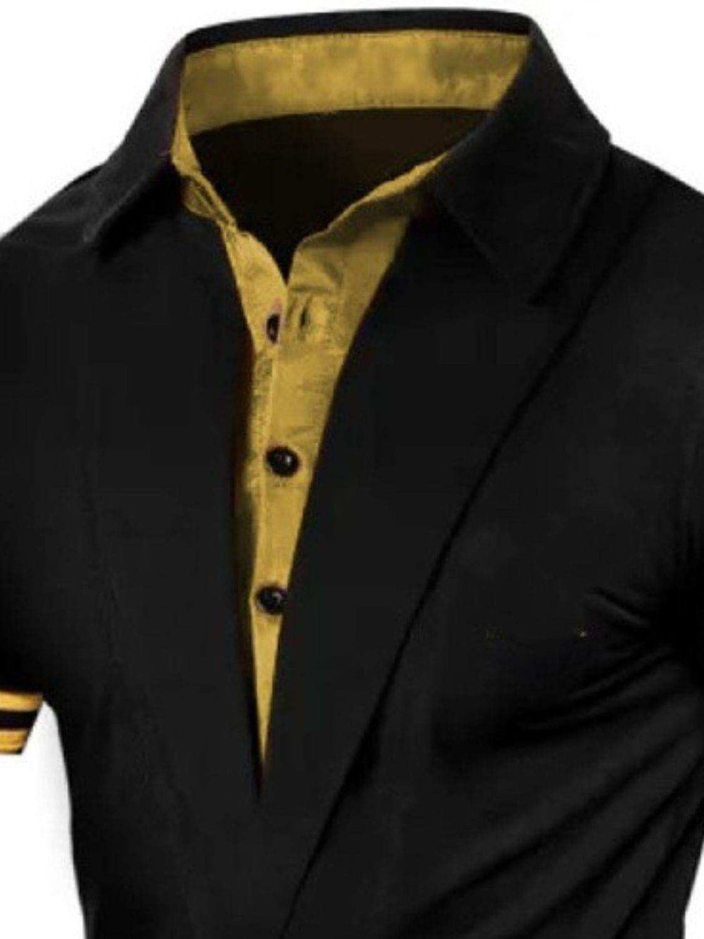 Men's Collared Neck Contrast Short Sleeve Polo - Trendsi - Flyclothing LLC