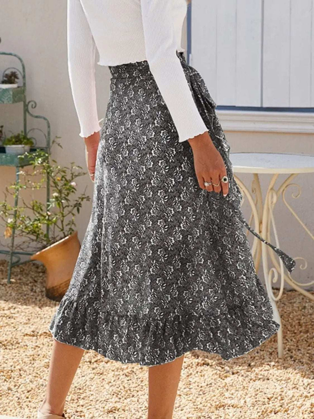 Printed Ruffled Midi Skirt - Trendsi - Flyclothing LLC