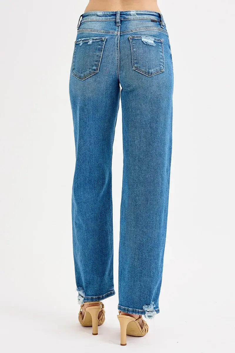 RISEN Full Size Mid Rise Baggy Jeans Plus Size - Trendsi - Flyclothing LLC