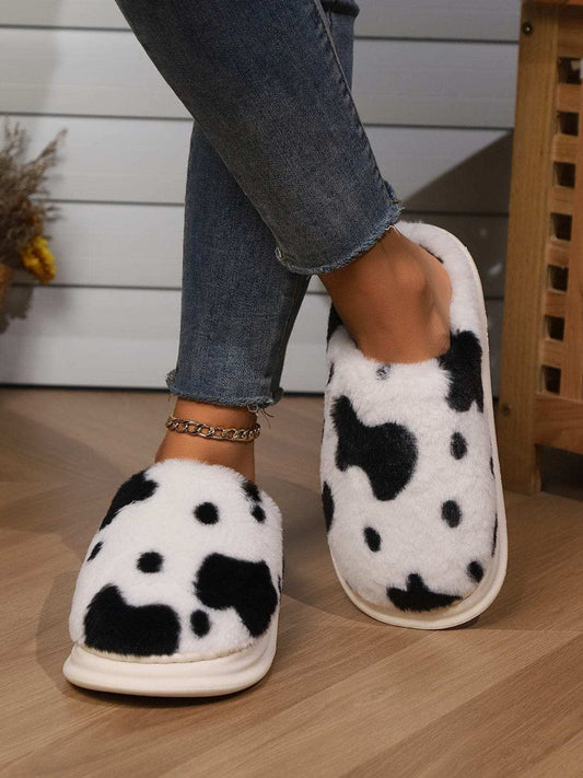 Animal Print Faux Fur Slippers - Trendsi - Flyclothing LLC