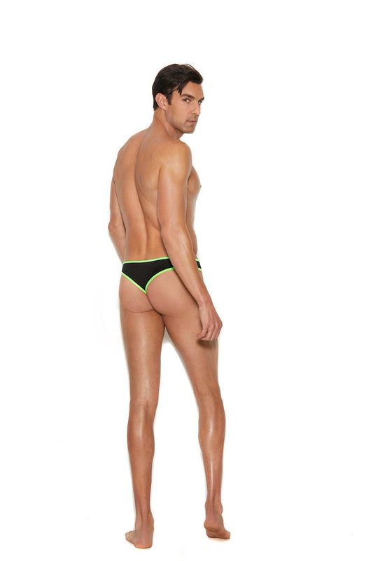 Elegant Moments Black Men's Thong W/ Neon Green Trim 82925 - Elegant Moments - Flyclothing LLC