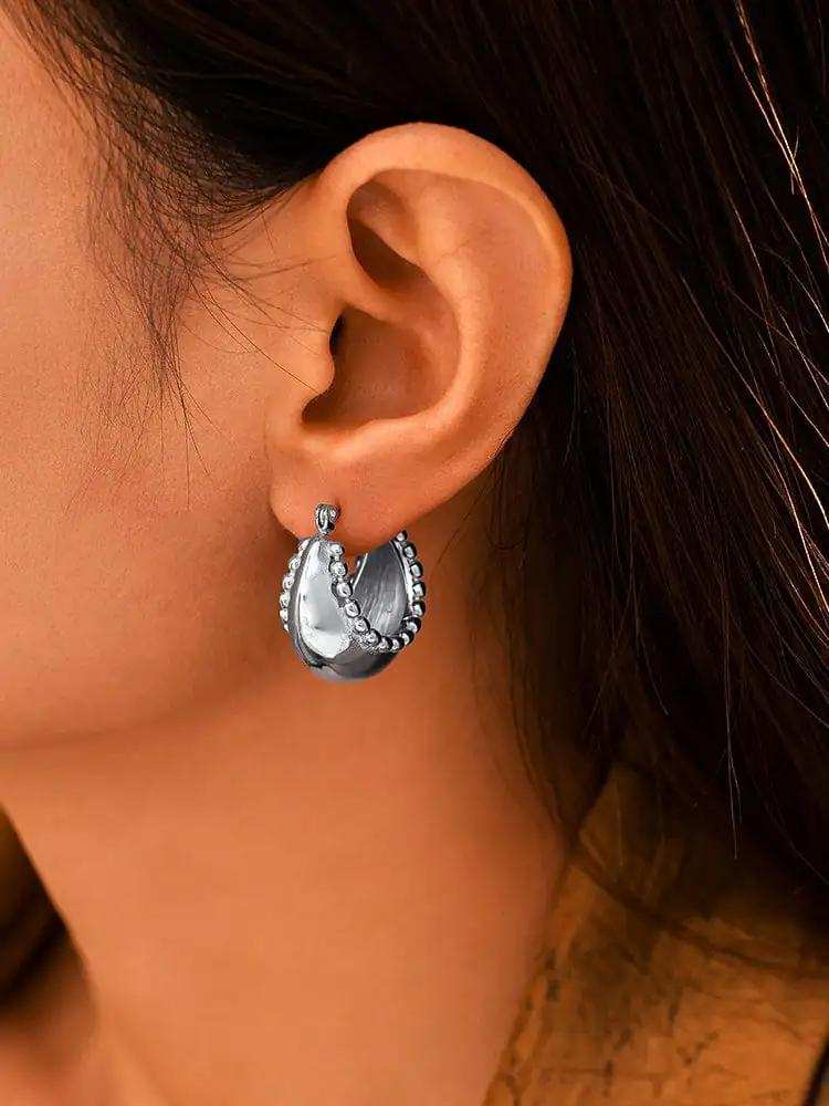 18K Gold-Plated Stainless Steel Huggie Earrings - Trendsi - Flyclothing LLC